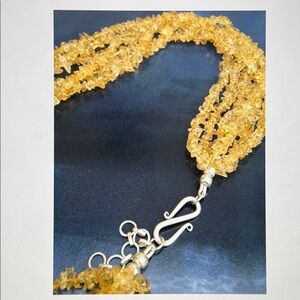 Genuine Citrine Multi Strand Necklace Sterling Silver Golden Gemstone November B